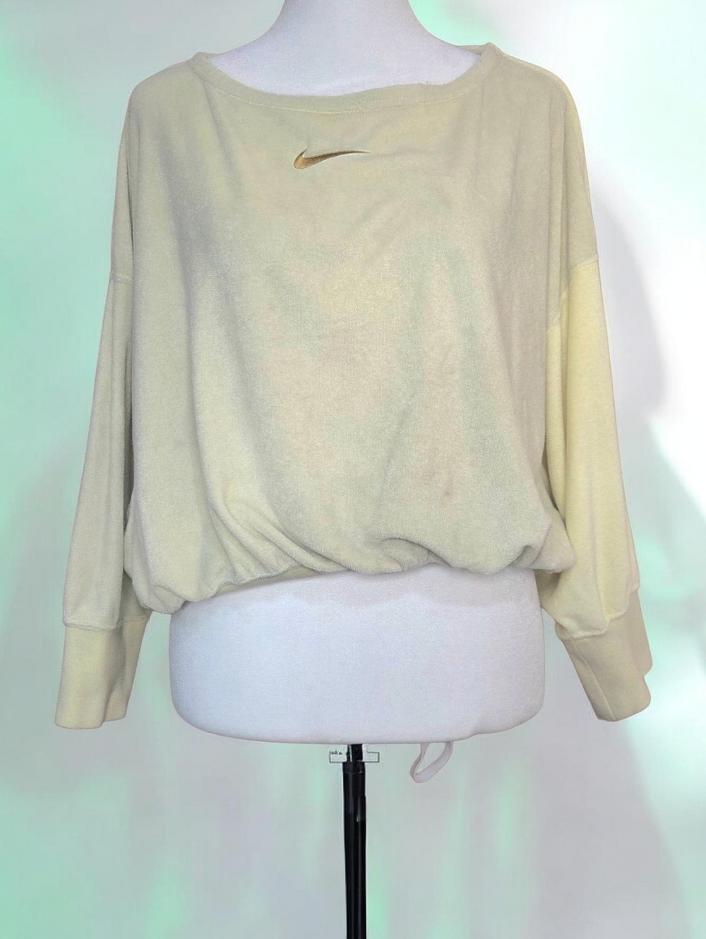Nike Women's Sportswear Over-Oversized Boatneck Terry Crop Top Yellow size Xs